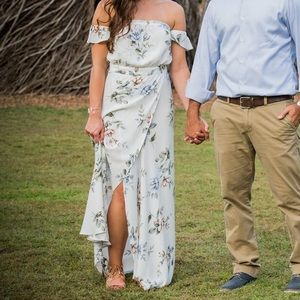 White Floral Bardot Maxi Dress